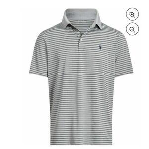 POLO RALPH LAUREN Grey Striped Short Sleeve Polo Shirt XXL pony Embroidered